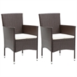 Bowery Hill Contemporary Poly Rattan Dining Set in Brown/Cream White