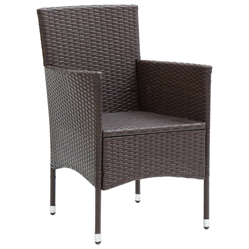 Bowery Hill Contemporary Poly Rattan Dining Set in Brown/Cream White