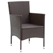 Bowery Hill Contemporary Poly Rattan Dining Set in Brown/Cream White