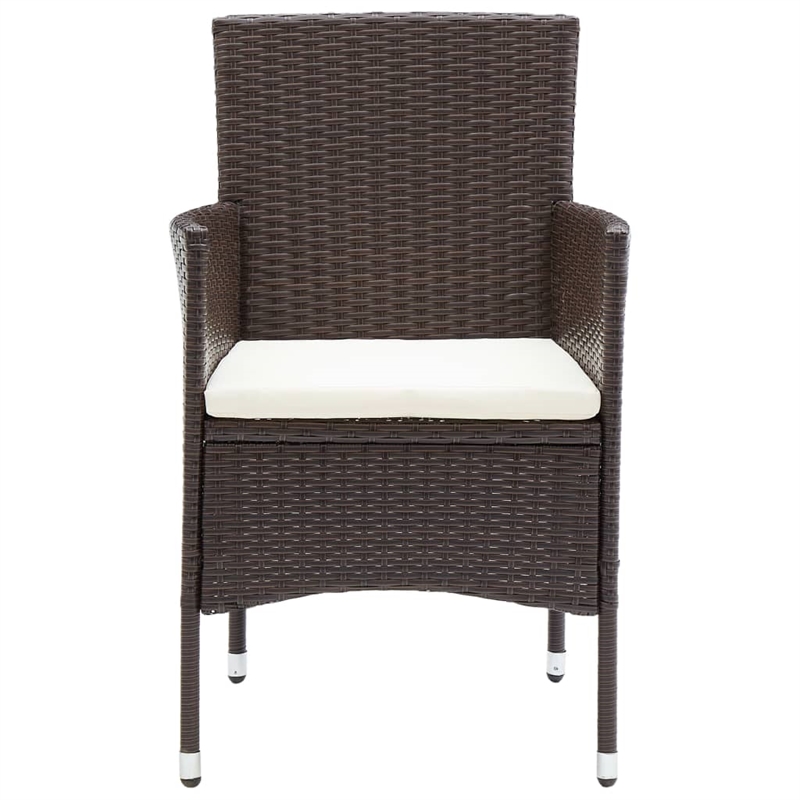 Bowery Hill Contemporary Poly Rattan Dining Set in Brown/Cream White
