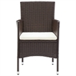 Bowery Hill Contemporary Poly Rattan Dining Set in Brown/Cream White