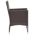 Bowery Hill Contemporary Poly Rattan Dining Set in Brown/Cream White