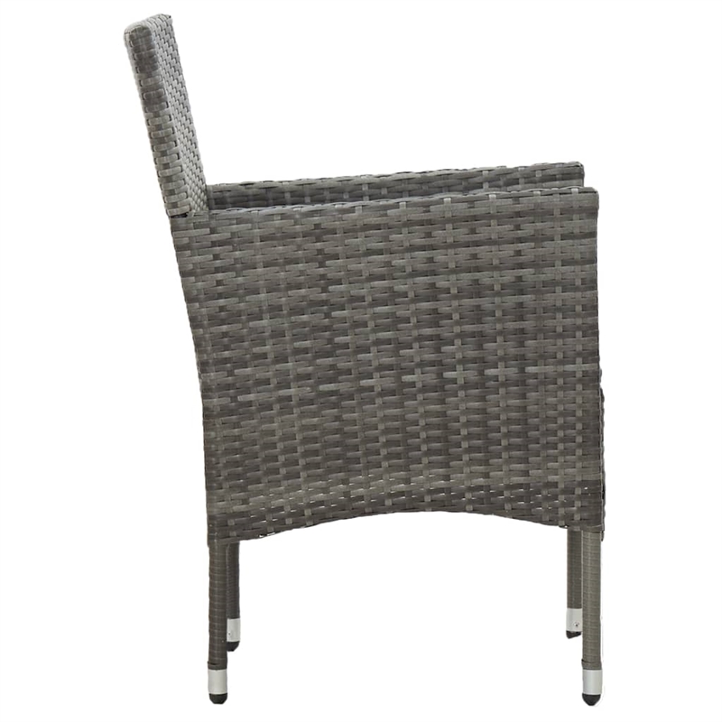 Bowery Hill Poly Rattan Medium Ergonomic Garden Dining Set in Gray