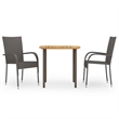 Bowery Hill Contemporary Solid Acacia Wood/PE Rattan Dining Set in Brown