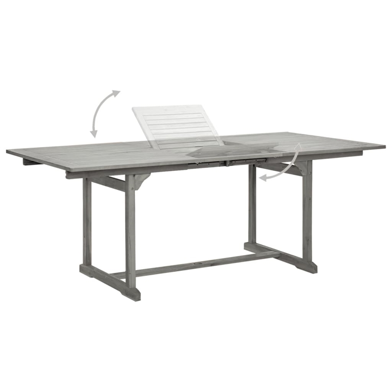 Bowery Hill Solid Acacia Wood Standard Extendable Garden Dining Set in Gray