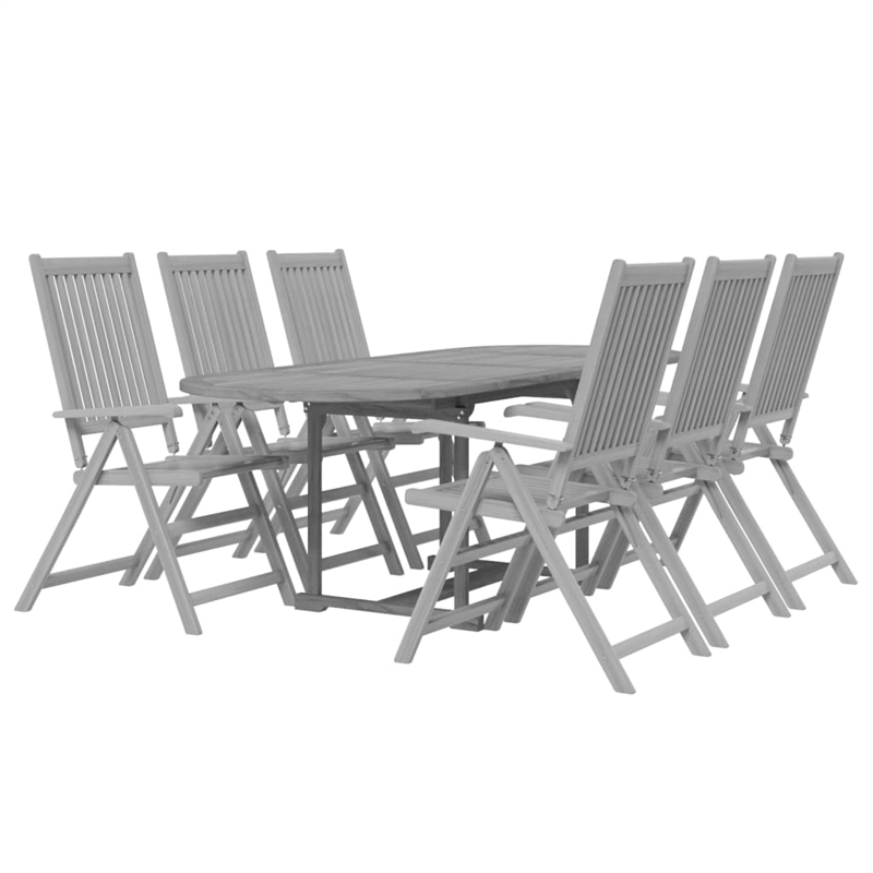 Bowery Hill Solid Acacia Wood Standard Extendable Garden Dining Set in Gray