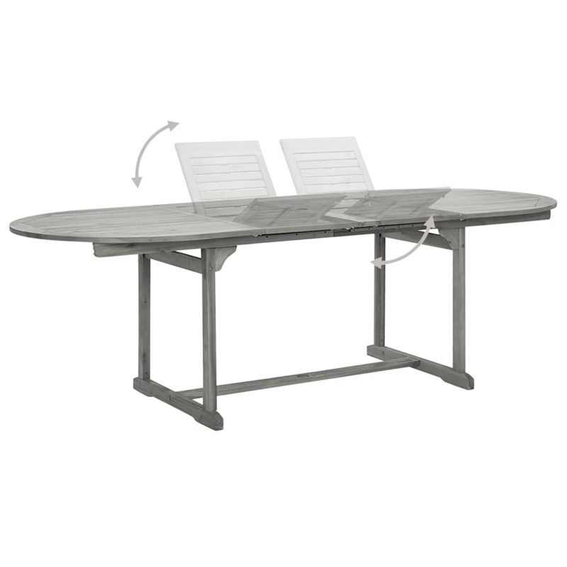 Bowery Hill Solid Acacia Wood Standard Extendable Garden Dining Set in Gray