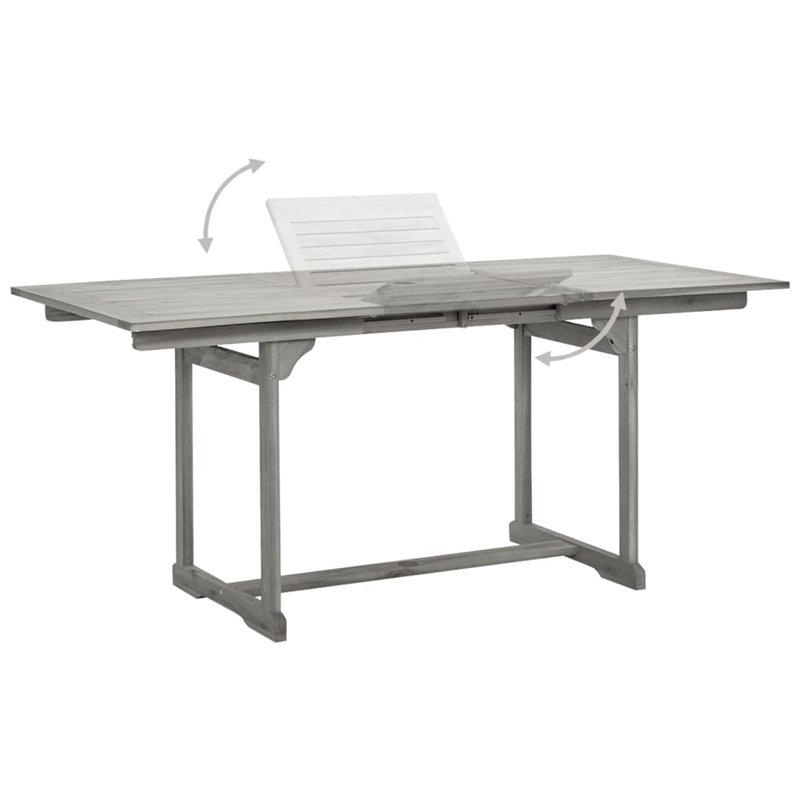 Bowery Hill Solid Acacia Wood Standard Extendable Garden Dining Set in Gray