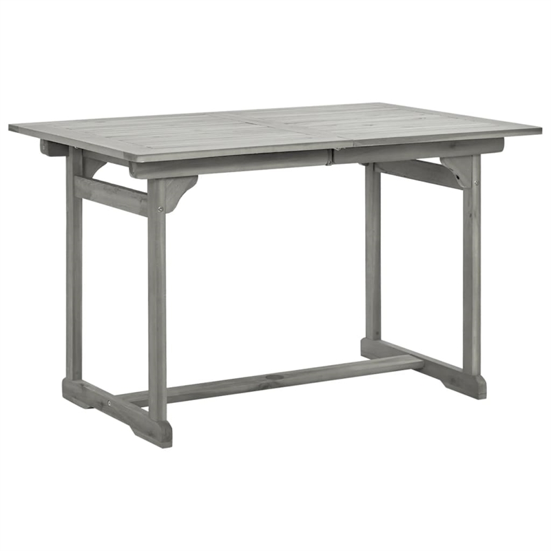 Bowery Hill Solid Acacia Wood Standard Extendable Garden Dining Set in Gray