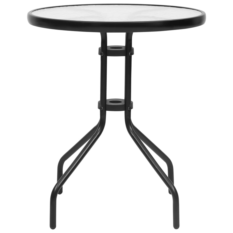 Bowery Hill Tempered Glass/Plastic Rattan Garden Dining Set in Black