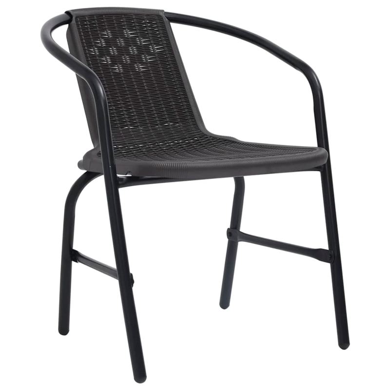Bowery Hill Tempered Glass/Plastic Rattan Garden Dining Set in Black