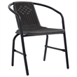 Bowery Hill Tempered Glass/Plastic Rattan Garden Dining Set in Black