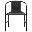 Bowery Hill Tempered Glass/Plastic Rattan Garden Dining Set in Black