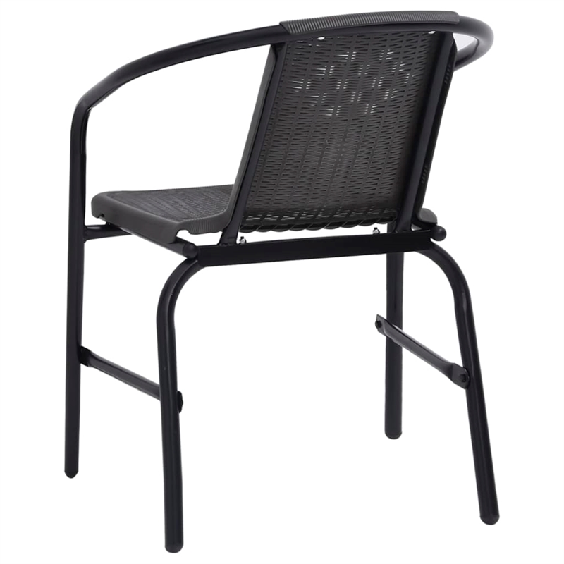 Bowery Hill Tempered Glass/Plastic Rattan Garden Dining Set in Black