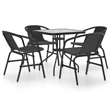 Bowery Hill Steel 5 Piece Set Stackable Garden Dining Set in Black