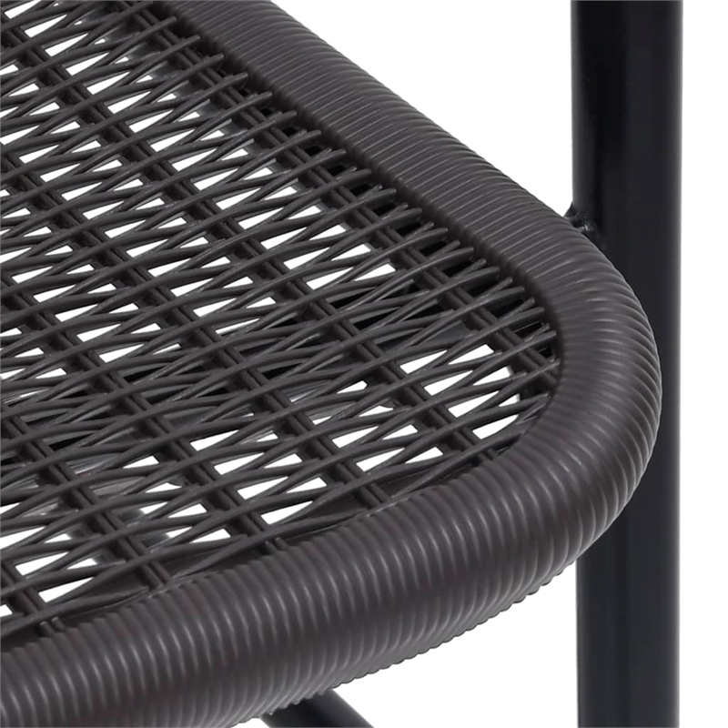 Bowery Hill Steel 5 Piece Set Stackable Garden Dining Set in Black