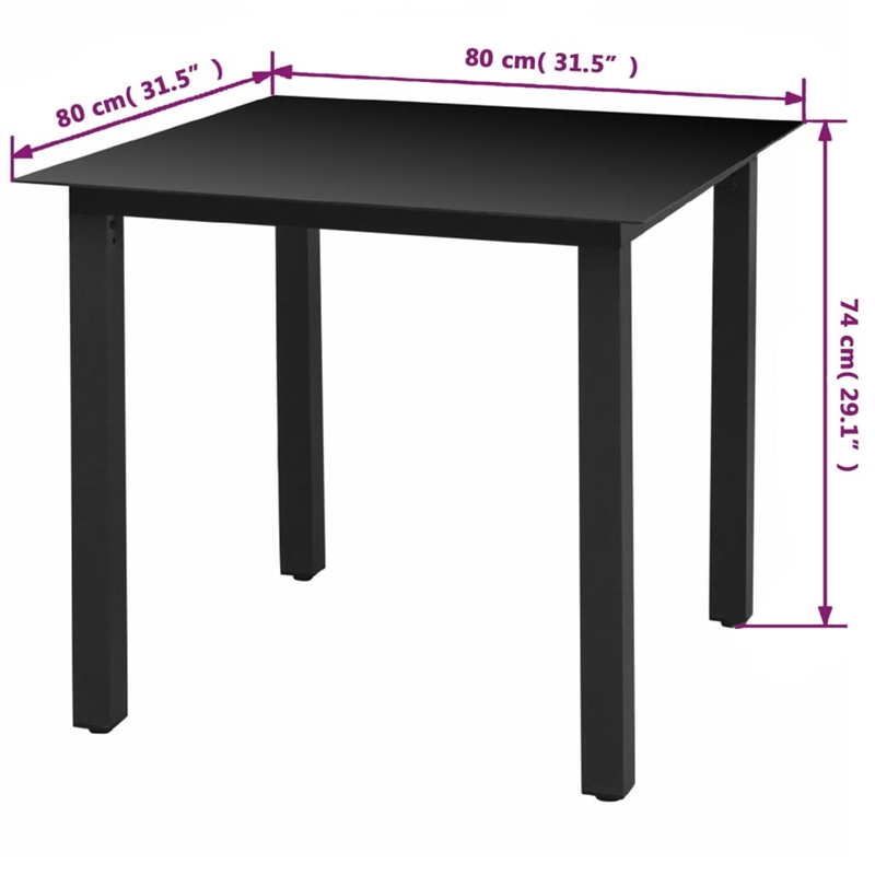 Bowery Hill Contemporary PE Rattan & Steel Medium Dining Set in Black