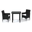 Bowery Hill Contemporary PE Rattan & Steel Medium Dining Set in Black