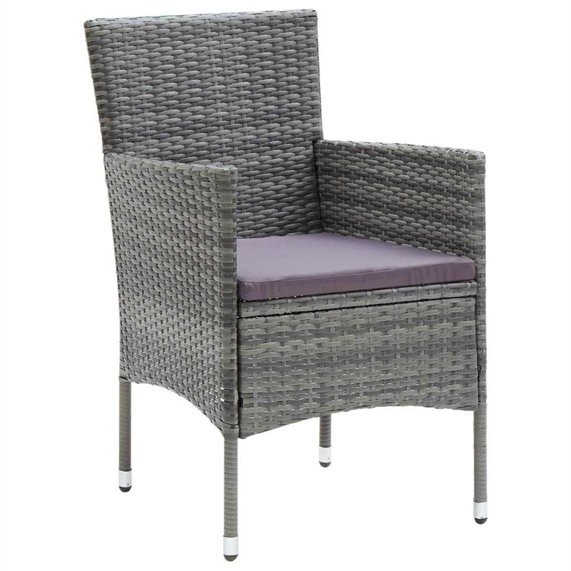 Bowery Hill Contemporary PE Rattan & Glass Medium Dining Set in Gray