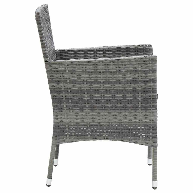 Bowery Hill Contemporary PE Rattan & Glass Medium Dining Set in Gray