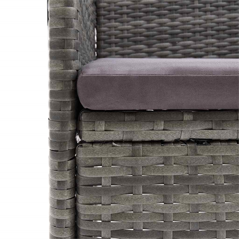 Bowery Hill Contemporary PE Rattan & Glass Medium Dining Set in Gray