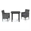 Bowery Hill Contemporary PE Rattan & Glass Medium Dining Set in Gray