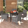 Bowery Hill PE Rattan Medium Lightweight 5 Piece Dining Set Dining Set in Gray