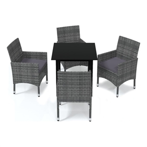 Bowery Hill PE Rattan Medium Lightweight 5 Piece Dining Set Dining Set in Gray