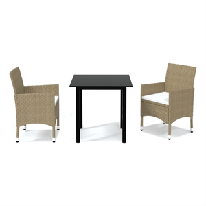 Bowery Hill Poly Rattan Medium Lightweight Dining Set in Beige