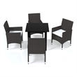 Bowery Hill Contemporary Synthetic Poly Rattan Dining Set in Brown/Cream White