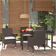 Bowery Hill PE Rattan 5 Piece Set Lightweight Dining Set in Brown