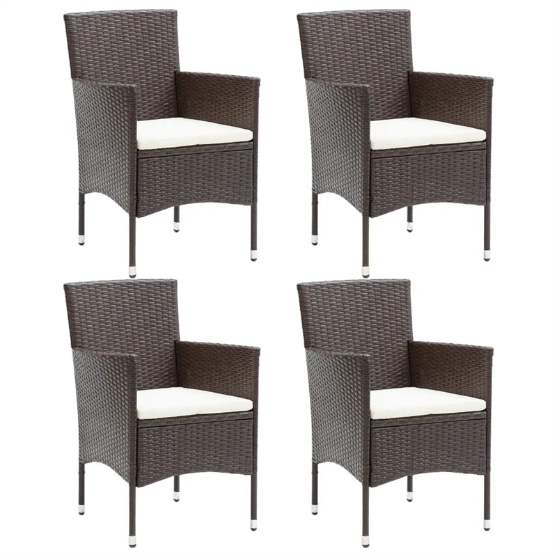 Bowery Hill PE Rattan 5 Piece Set Lightweight Dining Set in Brown