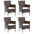 Bowery Hill PE Rattan 5 Piece Set Lightweight Dining Set in Brown