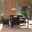 Bowery Hill Contemporary Synthetic Poly Rattan Dining Set in Black/Cream White