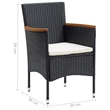 Bowery Hill Contemporary Synthetic Poly Rattan Dining Set in Black/Cream White