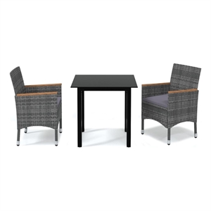 Bowery Hill PE Rattan Medium Durable Square Dining Set in Gray