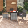 Bowery Hill Contemporary Powder-Coated 5 Piece Dining Set in Gray