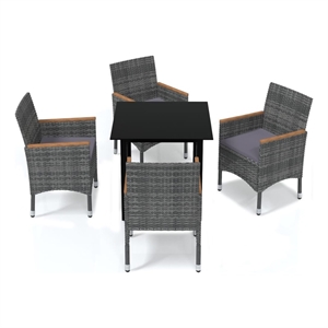 Bowery Hill Contemporary Powder-Coated 5 Piece Dining Set in Gray