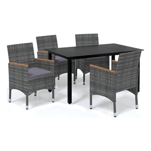 Bowery Hill Contemporary Weather-Resistant Dining Set in Gray/Dark Gray/Black