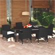 Bowery Hill Contemporary Synthetic Poly Rattan Dining Set in Black/Cream White