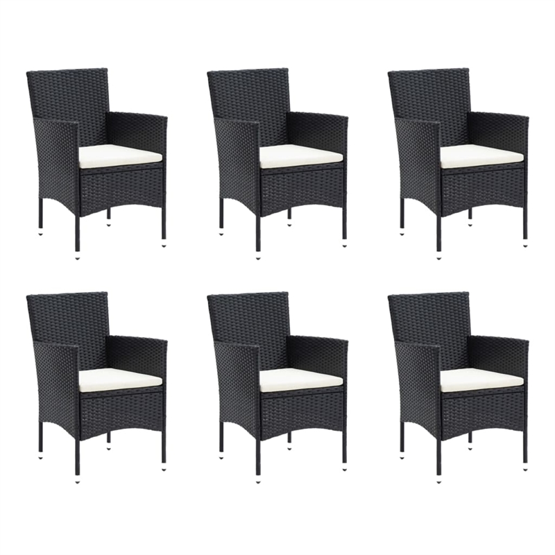 Bowery Hill Contemporary Synthetic Poly Rattan Dining Set in Black/Cream White
