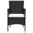 Bowery Hill Contemporary Synthetic Poly Rattan Dining Set in Black/Cream White