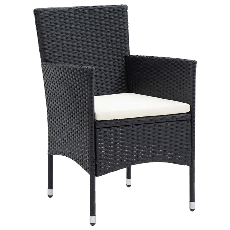 Bowery Hill Contemporary Poly Rattan & Aluminum Dining Set in Black