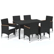 Bowery Hill Contemporary Synthetic Poly Rattan Dining Set in Black/Cream White