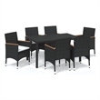 Bowery Hill Contemporary Synthetic Poly Rattan Dining Set in Black/Cream White
