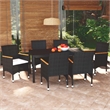 Bowery Hill Contemporary Synthetic Poly Rattan Dining Set in Black/Cream White