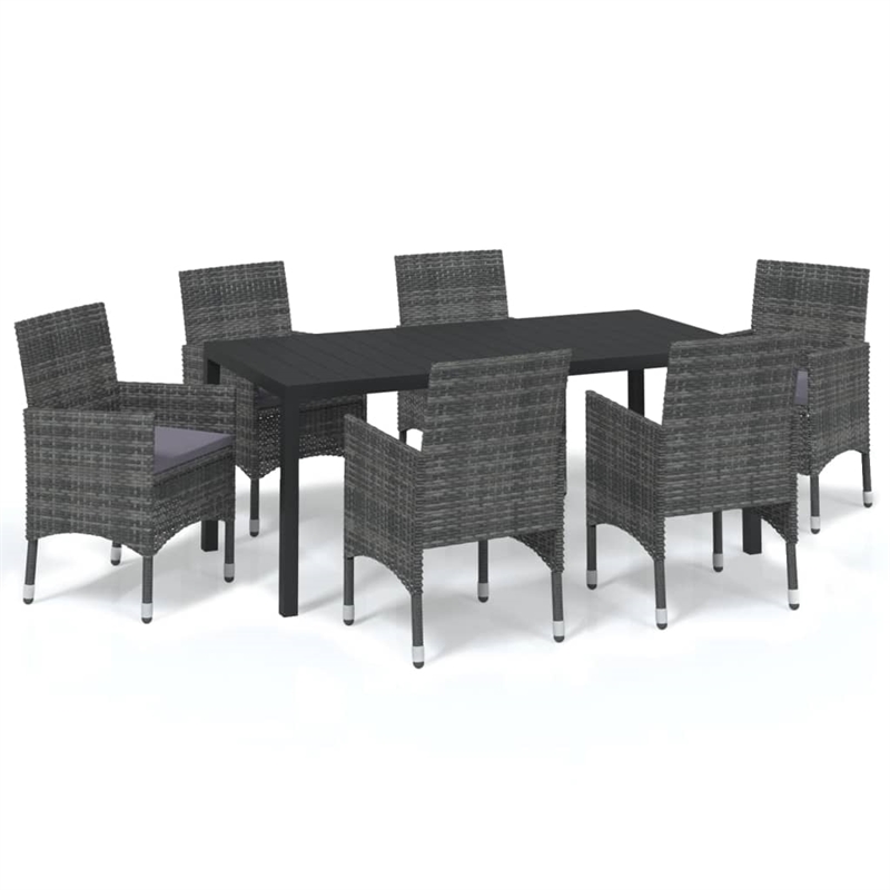 Bowery Hill PE Rattan & Steel Dining Set in Gray/Black/Dark Gray