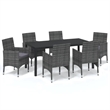 Bowery Hill PE Rattan & Steel Dining Set in Gray/Black/Dark Gray