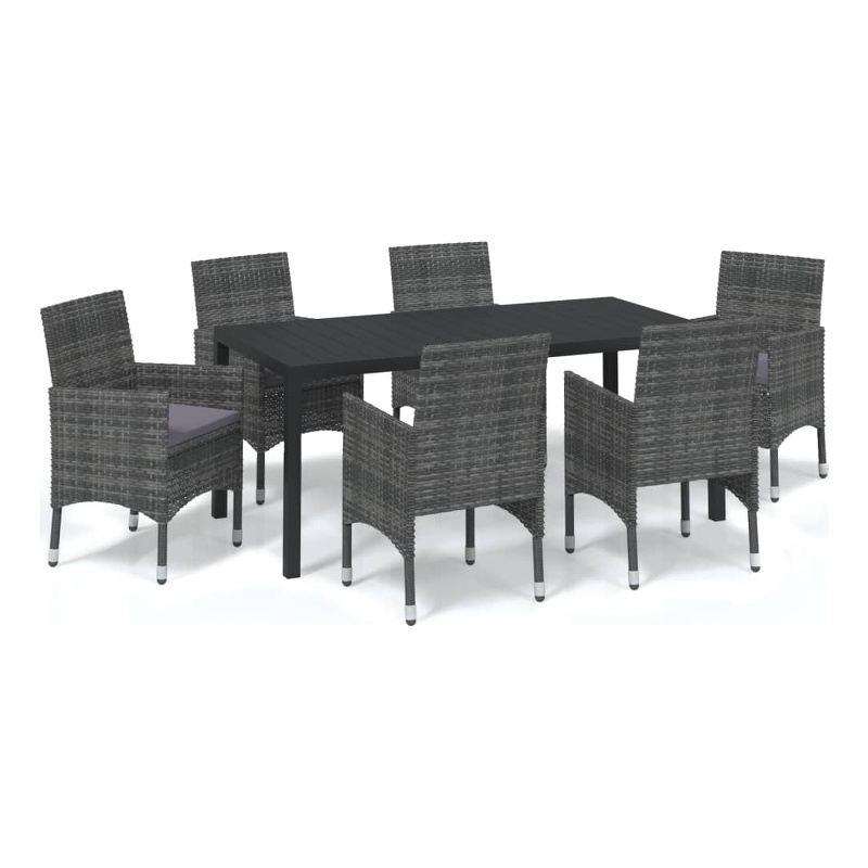 Bowery Hill PE Rattan & Steel Dining Set in Gray/Black/Dark Gray