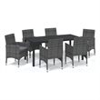 Bowery Hill PE Rattan & Steel Dining Set in Gray/Black/Dark Gray